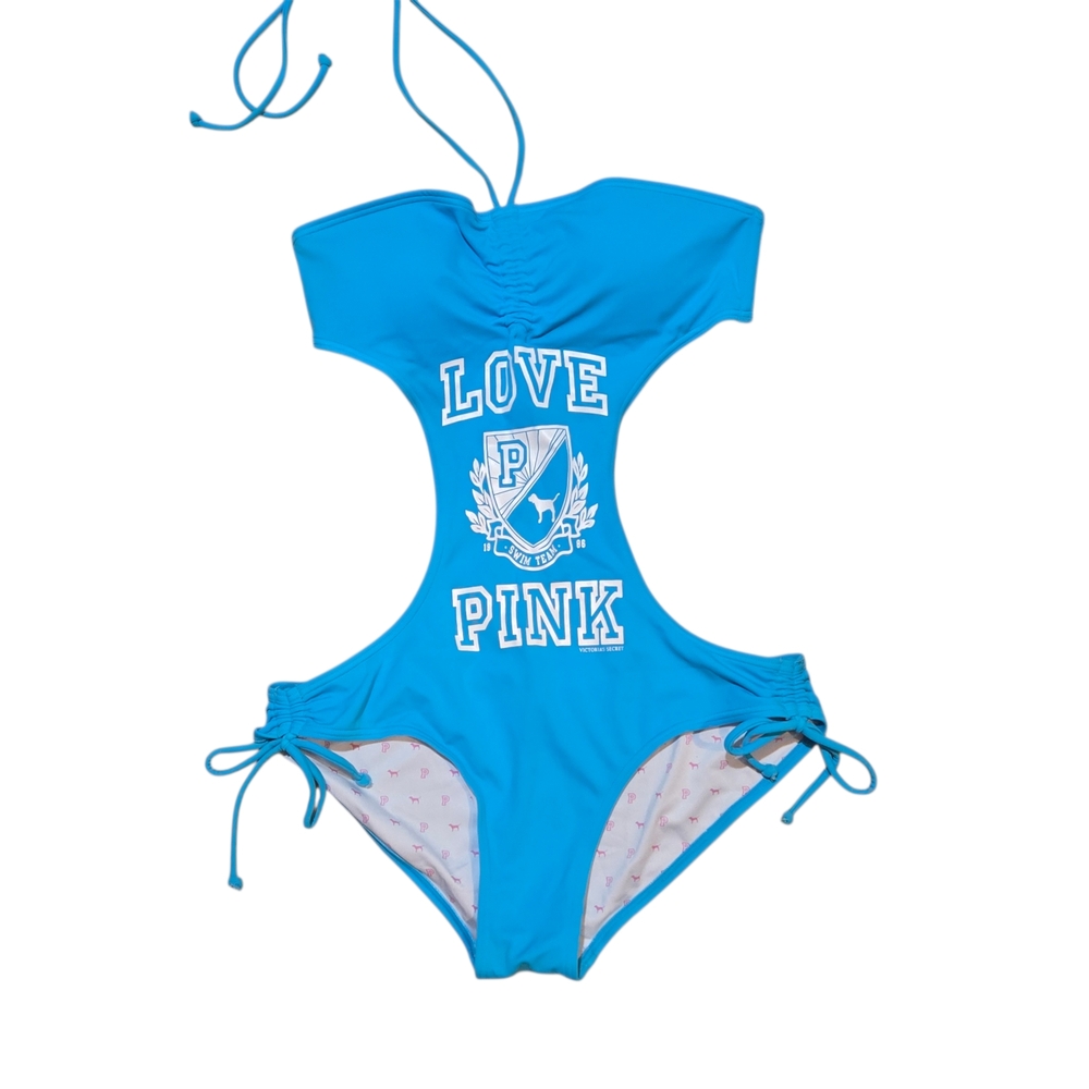 PINK Victoria's Secret Bright Blue Cutout One-Piece Swimsuit